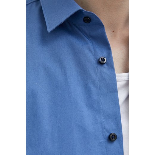 HUGO koszula bawełniana męska kolor niebieski slim z kołnierzykiem klasycznym 41 ANSWEAR.com