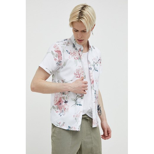 Abercrombie &amp; Fitch koszula męska kolor biały regular z kołnierzykiem button-down ze sklepu ANSWEAR.com w kategorii Koszule męskie - zdjęcie 153280688