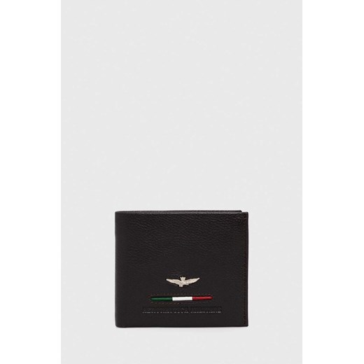 Aeronautica Militare portfel skórzany męski kolor brązowy ze sklepu ANSWEAR.com w kategorii Portfele męskie - zdjęcie 153281076