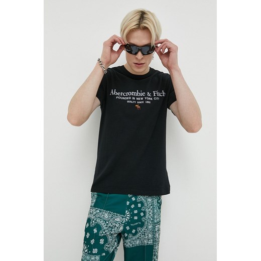 Abercrombie & Fitch t-shirt bawełniany kolor czarny z aplikacją Abercrombie & Fitch XS ANSWEAR.com