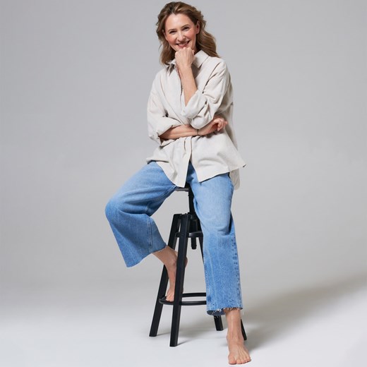 Sinsay - Jeansy wide leg high waist - Niebieski Sinsay 42 Sinsay