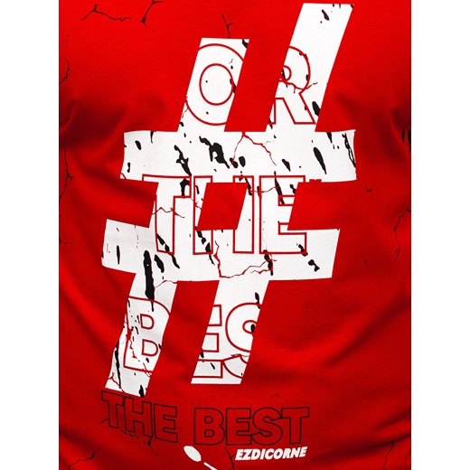 Czerwony bawełniany t-shirt męski z nadrukiem Denley 14728 XL Denley
