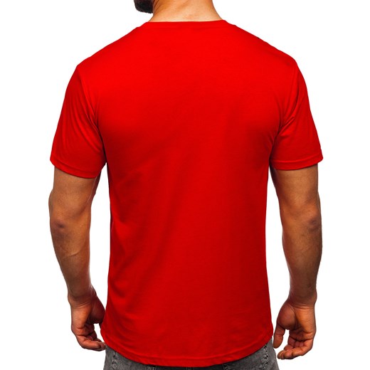 Czerwony bawełniany t-shirt męski z nadrukiem Denley 14728 M Denley