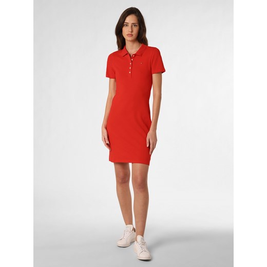 Tommy Hilfiger Sukienka damska Kobiety Bawełna czerwony wypukły wzór tkaniny Tommy Hilfiger XL vangraaf promocyjna cena