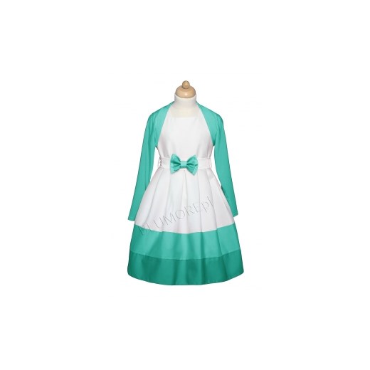 Sukienka z bolerkiem - komplet dziewczęcy 128 - 158 Wiktoria zieleń blumore-pl turkusowy dziecięce