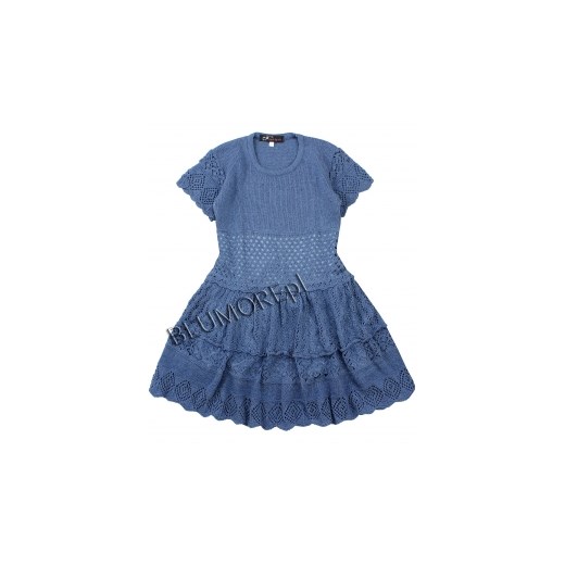Ażurowa sukienka dla dziewczynki 110 - 140 Zuzia niebieska blumore-pl niebieski dziewczęce