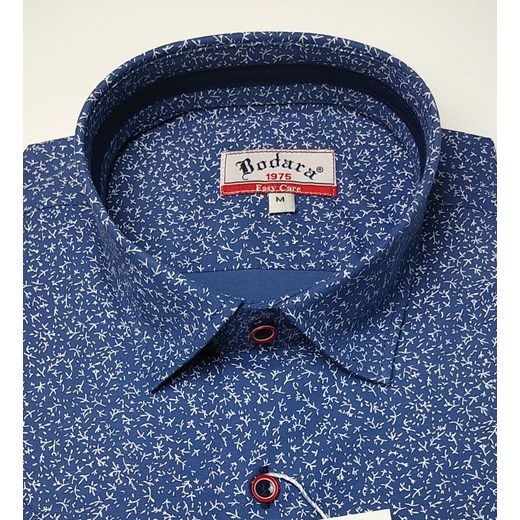 Bodara koszula chabrowa męska w drobny wzorek SLIM-FIT krótkii rękaw ze sklepu ATELIER-ONLINE w kategorii Koszule męskie - zdjęcie 153357508
