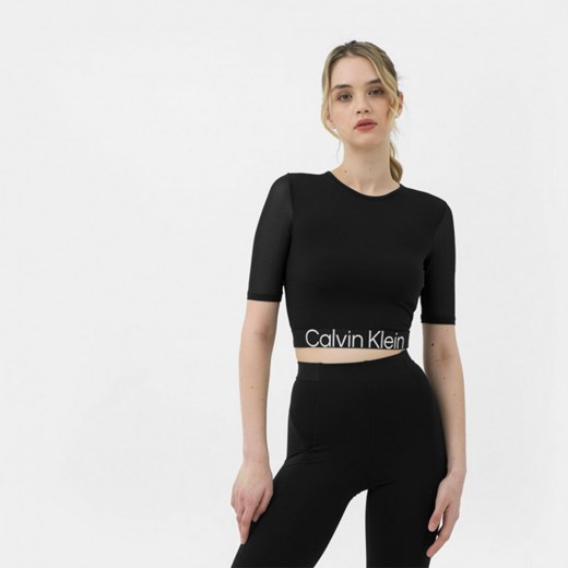 Bluzka damska Calvin Klein z krótkimi rękawami z okrągłym dekoltem z napisami 