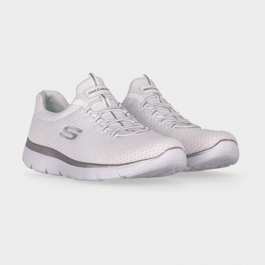 Buty sportowe damskie Skechers sneakersy białe płaskie na wiosnę tkaninowe