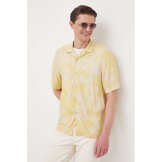 Calvin Klein koszula męska kolor żółty regular ze sklepu ANSWEAR.com w kategorii Koszule męskie - zdjęcie 153493039