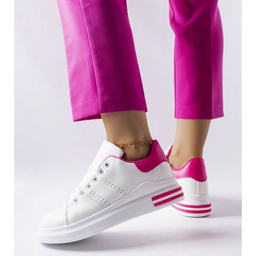 Bm buty sportowe damskie sneakersy białe na płaskiej podeszwie