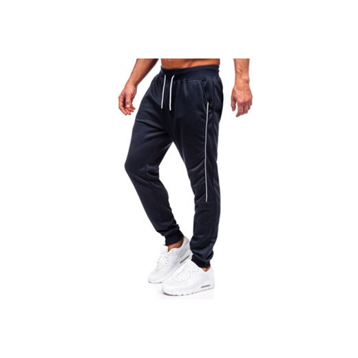 Granatowe spodnie męskie joggery dresowe Denley 8K201 M Denley
