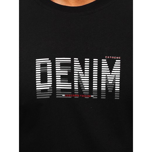 Czarny bawełniany t-shirt męski z nadrukiem Bolf 14787 2XL Denley