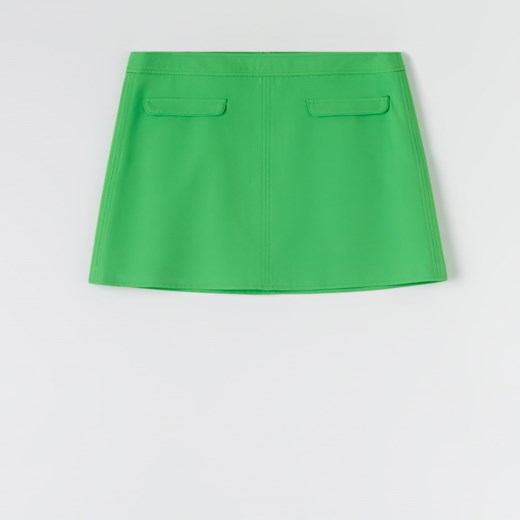 Sinsay - Spódnica mini trapezowa - Zielony Sinsay XXS wyprzedaż Sinsay