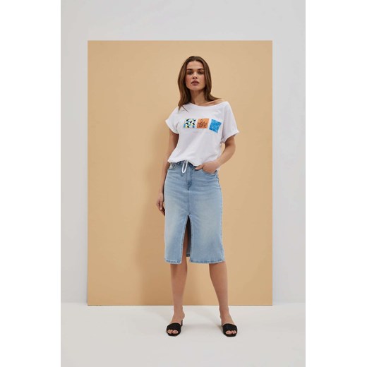 Bawełniany t-shirt z nadrukiem 38 Moodo.pl