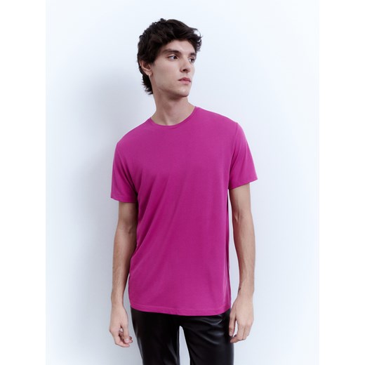 Reserved - T-shirt regular z modalem - Różowy Reserved M okazja Reserved