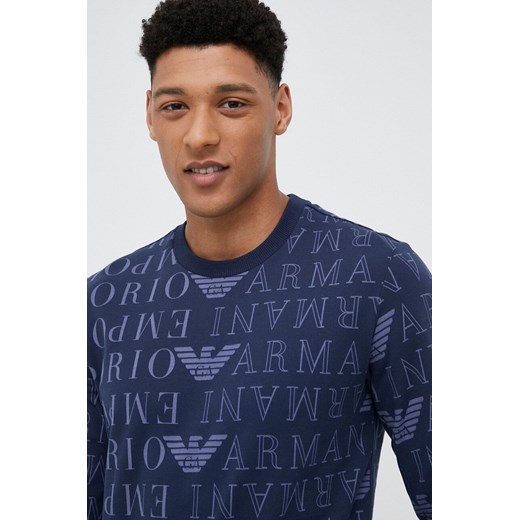 Emporio Armani Underwear bluza bawełniana lounge kolor granatowy wzorzysta M ANSWEAR.com