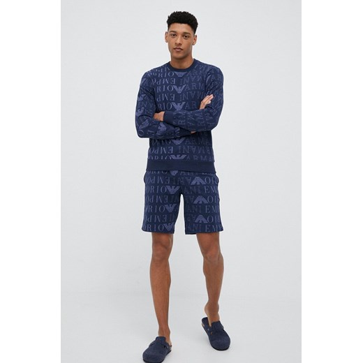 Emporio Armani Underwear bluza bawełniana lounge kolor granatowy wzorzysta XL ANSWEAR.com