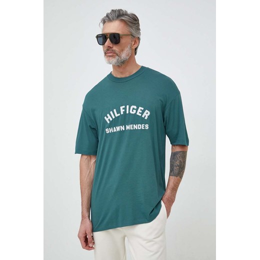 Tommy Hilfiger t-shirt x Shawn Mendes męski kolor turkusowy z nadrukiem ze sklepu ANSWEAR.com w kategorii T-shirty męskie - zdjęcie 153544676