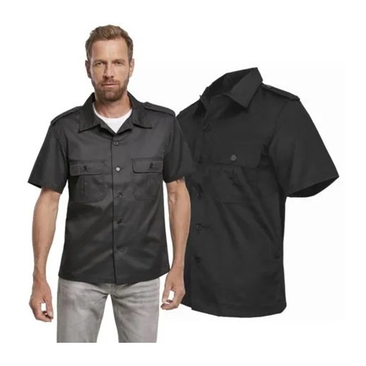 Koszula z krótkim rękawem BRANDIT US Hemd 1/2 Arm - Czarna Brandit S ZBROJOWNIA