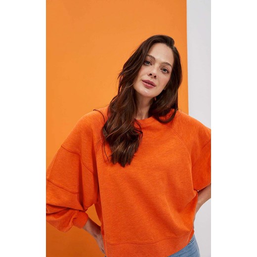 Bluza damska oversize w kolorze pomarańczowym  4010, Kolor pomarańczowy, Rozmiar XS, Moodo ze sklepu Primodo w kategorii Bluzy damskie - zdjęcie 153574478