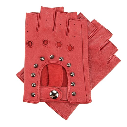 Damskie rękawiczki skórzane bez palców z perforacją czerwone ze sklepu WITTCHEN w kategorii Rękawiczki damskie - zdjęcie 153595997