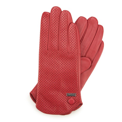 Damskie rękawiczki skórzane dziurkowane czerwone ze sklepu WITTCHEN w kategorii Rękawiczki damskie - zdjęcie 153596046