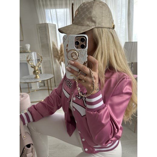 Kurtka bomberka satynowa wrzosowa W384 Ingrosso S/36 Charlotte Fashion