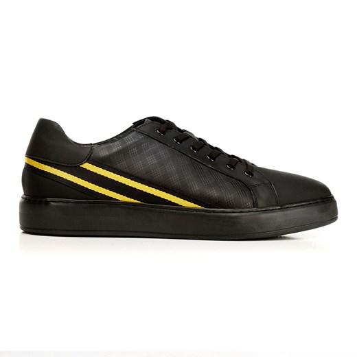 Męskie sneakersy ze skóry z kontrastowymi paskami czarno-żółte ze sklepu WITTCHEN w kategorii Trampki męskie - zdjęcie 153678148