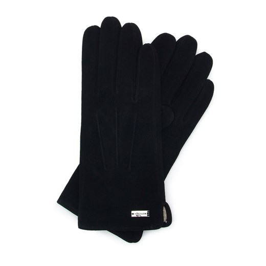 Damskie rękawiczki welurowe czarne ze sklepu WITTCHEN w kategorii Rękawiczki damskie - zdjęcie 153678467