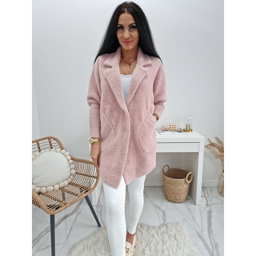 płaszcz alpaka larry - pudrowy róż ze sklepu STYLOWO w kategorii Płaszcze damskie - zdjęcie 153683686