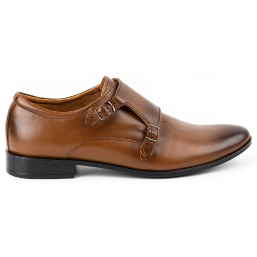Lukas Skórzane buty wizytowe Monki 287LU jasno brązowe ze sklepu ButyModne.pl w kategorii Półbuty męskie - zdjęcie 153709388