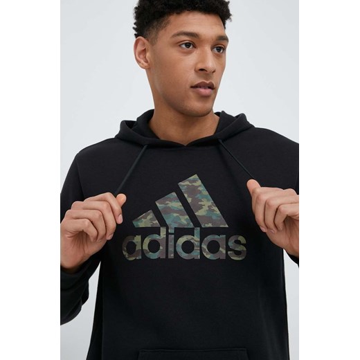 adidas bluza męska kolor czarny z kapturem wzorzysta XL ANSWEAR.com
