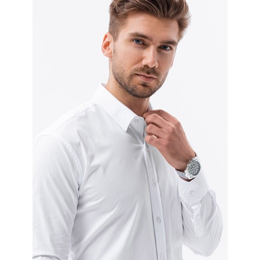 Koszula męska z długim rękawem SLIM FIT - biała K504 M wyprzedaż ombre