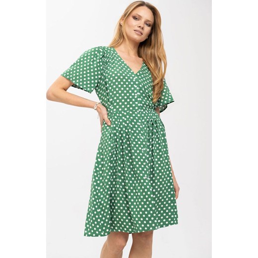 Sukienka damska w grochy G-HARIET, Kolor zielony, Rozmiar L, Volcano ze sklepu Primodo w kategorii Sukienki - zdjęcie 153757118