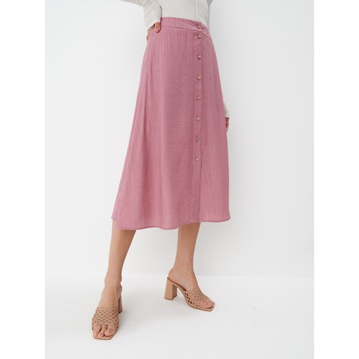 Mohito - Spódnica midi z ozdobnymi guzikami - Różowy Mohito 32 Mohito