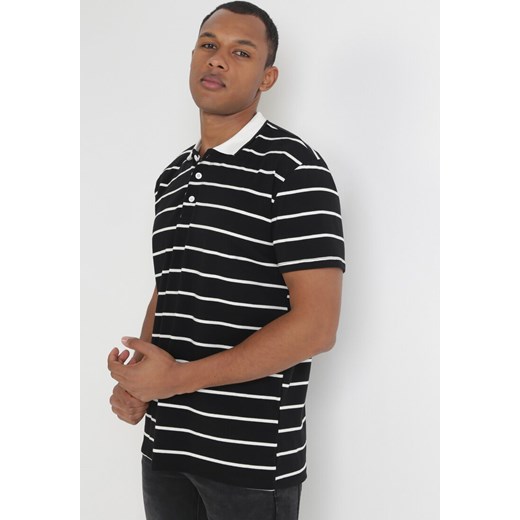Czarna Bawełniana Koszulka Polo w Paski Maumiz ze sklepu Born2be Odzież w kategorii T-shirty męskie - zdjęcie 153774256