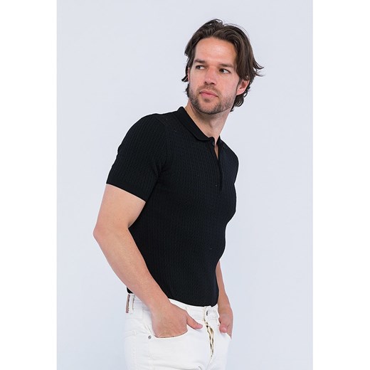 T-shirt męski Giorgio Di Mare czarny z krótkimi rękawami
