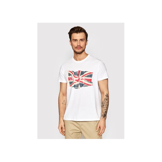 Pepe Jeans T-Shirt Flag Logo PM508273 Biały Regular Fit ze sklepu MODIVO w kategorii T-shirty męskie - zdjęcie 153777189