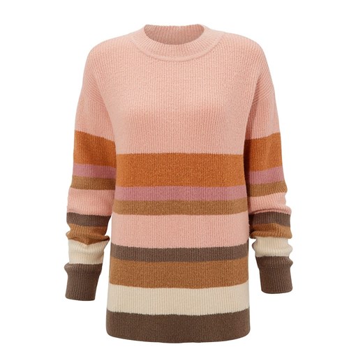 Sweter w kolorze jasnoróżowo-brązowym ze wzorem Aniston 46 okazyjna cena Limango Polska