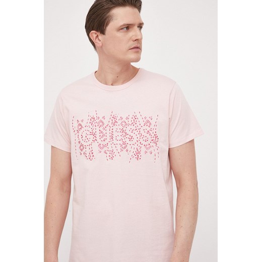 Guess t-shirt bawełniany kolor różowy z aplikacją Guess L ANSWEAR.com