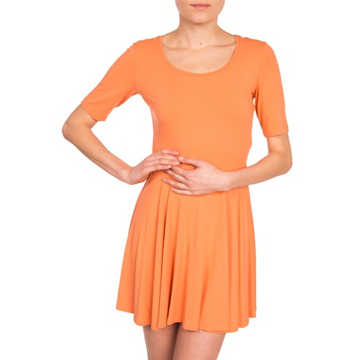 Zwiewna, pomarańczowa sukienka bialcon-pl pomaranczowy bez wzorów/nadruków
