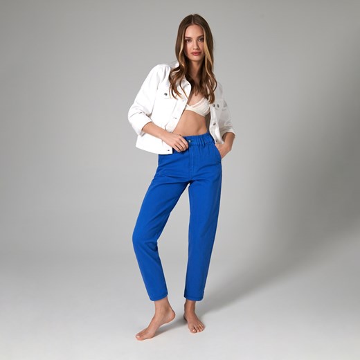 Sinsay - Jeansy paperbag high waist - Niebieski Sinsay 38 Sinsay
