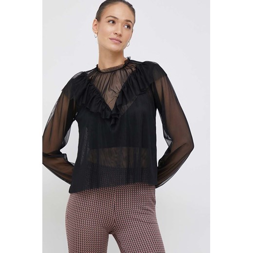 Sisley bluzka damska kolor czarny gładka ze sklepu ANSWEAR.com w kategorii Bluzki damskie - zdjęcie 154080309
