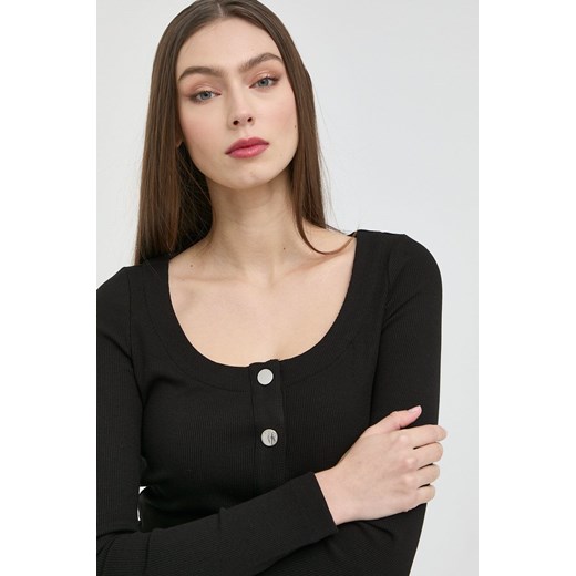 Guess bluzka damska kolor czarny gładka ze sklepu ANSWEAR.com w kategorii Bluzki damskie - zdjęcie 154080698