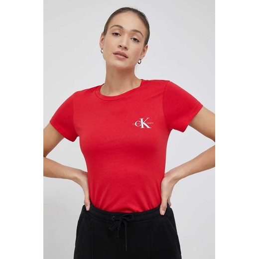 Calvin Klein Jeans t-shirt bawełniany 2-pack kolor czerwony L ANSWEAR.com okazja