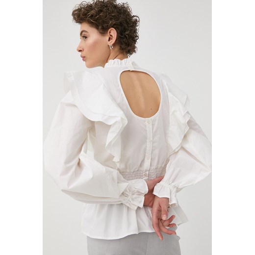 Bruuns Bazaar bluzka bawełniana damska kolor biały gładka ze sklepu ANSWEAR.com w kategorii Bluzki damskie - zdjęcie 154082048