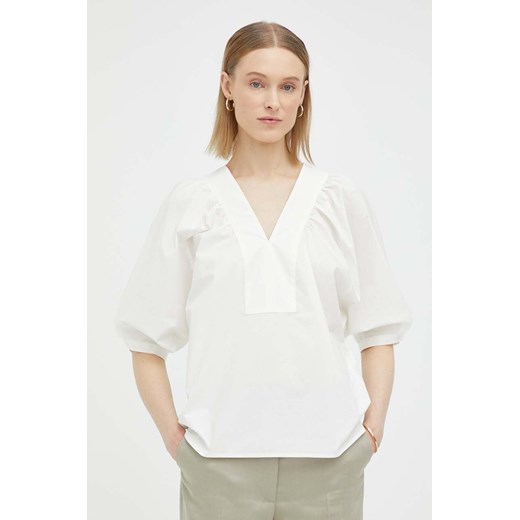 By Malene Birger bluzka bawełniana damska kolor biały gładka ze sklepu ANSWEAR.com w kategorii Bluzki damskie - zdjęcie 154084295