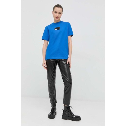 Karl Lagerfeld Jeans t-shirt bawełniany kolor niebieski ze sklepu ANSWEAR.com w kategorii Bluzki damskie - zdjęcie 154088195