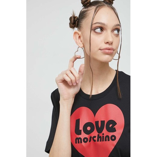 Love Moschino t-shirt bawełniany kolor czarny ze sklepu ANSWEAR.com w kategorii Bluzki damskie - zdjęcie 154088209